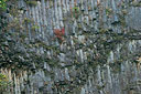 A close-up view of columnar joints in Tateno lava